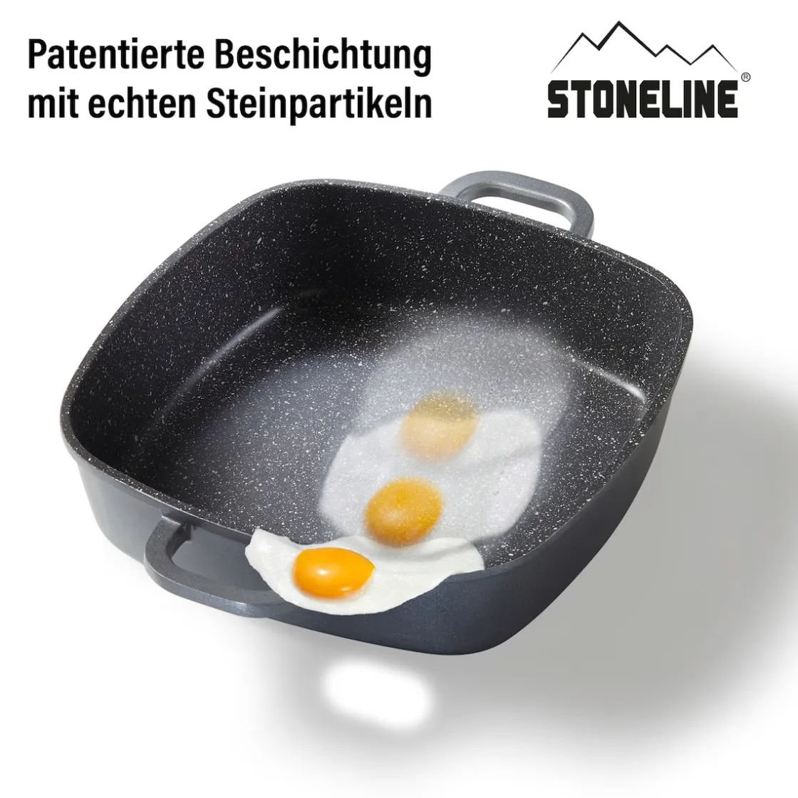 Pfannen|Die moderne Hausfrau STONELINE Servierpfanne Eckig 24 cm | mit Deckel