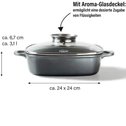 Pfannen|Die moderne Hausfrau STONELINE Servierpfanne Eckig 24 cm | mit Deckel