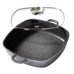 Pfannen|Die moderne Hausfrau STONELINE Servierpfanne Eckig 32 cm | mit Deckel