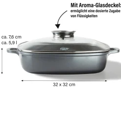 Pfannen|Die moderne Hausfrau STONELINE Servierpfanne Eckig 32 cm | mit Deckel