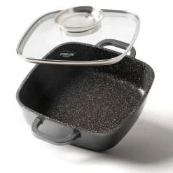 Pfannen|Die moderne Hausfrau STONELINE Servierpfanne Eckig 20 cm | mit Deckel