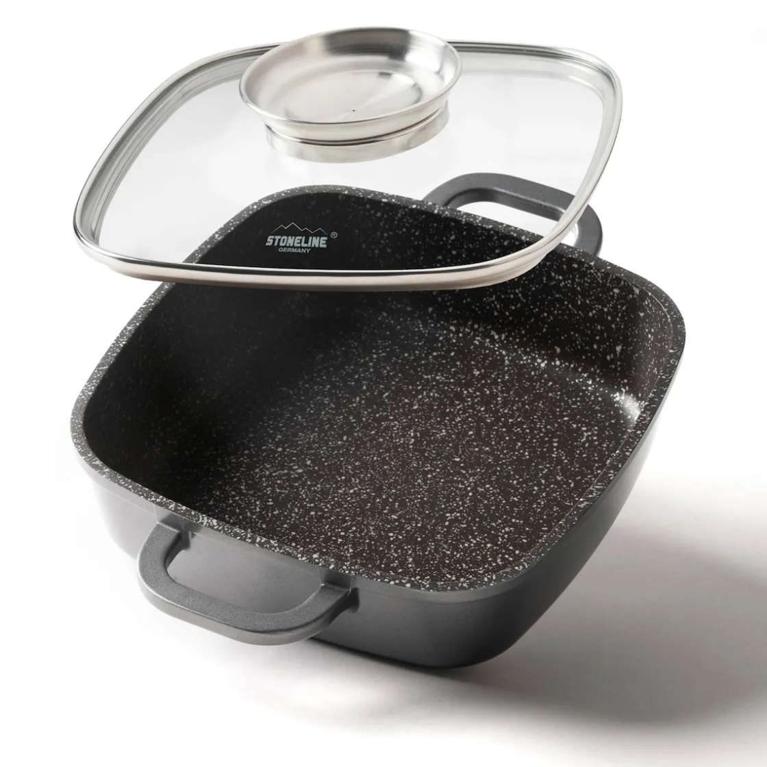Pfannen|Die moderne Hausfrau STONELINE Servierpfanne Eckig 20 cm | mit Deckel