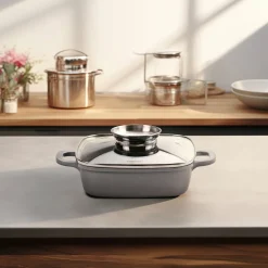 Pfannen|Die moderne Hausfrau STONELINE Servierpfanne Eckig 20 cm | mit Deckel