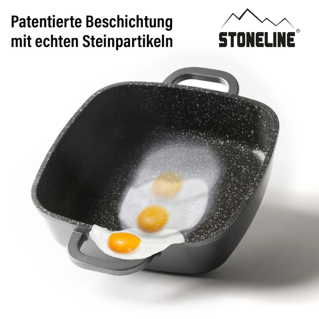 Pfannen|Die moderne Hausfrau STONELINE Servierpfanne Eckig 20 cm | mit Deckel