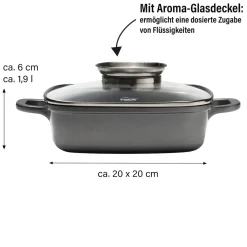 Pfannen|Die moderne Hausfrau STONELINE Servierpfanne Eckig 20 cm | mit Deckel