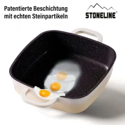 Pfannen|Die moderne Hausfrau STONELINE Servierpfanne Eckig 20 cm Creme | mit Deckel