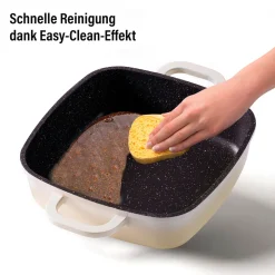 Pfannen|Die moderne Hausfrau STONELINE Servierpfanne Eckig 20 cm Creme | mit Deckel
