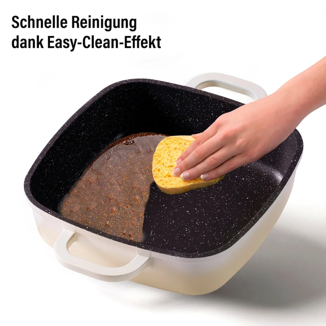 Pfannen|Die moderne Hausfrau STONELINE Servierpfanne Eckig 20 cm Creme | mit Deckel
