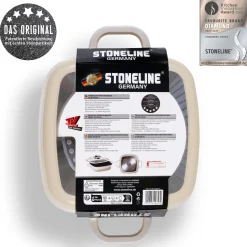 Pfannen|Die moderne Hausfrau STONELINE Servierpfanne Eckig 20 cm Creme | mit Deckel