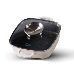 Pfannen|Die moderne Hausfrau STONELINE Servierpfanne Eckig 20 cm Creme | mit Deckel