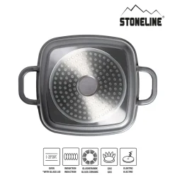 Pfannen|Die moderne Hausfrau STONELINE Servierpfanne Eckig 20 cm Roségold | mit Deckel