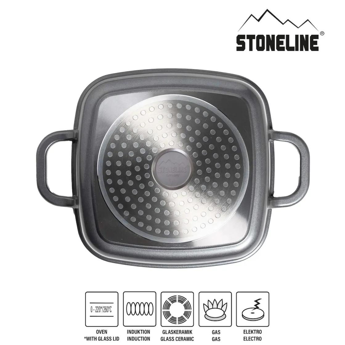 Pfannen|Die moderne Hausfrau STONELINE Servierpfanne Eckig 20 cm Roségold | mit Deckel