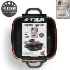 Pfannen|Die moderne Hausfrau STONELINE Servierpfanne Eckig 20 cm Roségold | mit Deckel
