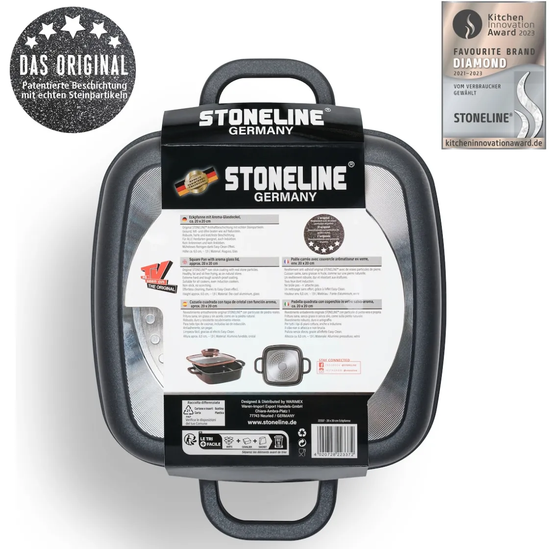 Pfannen|Die moderne Hausfrau STONELINE Servierpfanne Eckig 20 cm Roségold | mit Deckel
