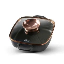 Pfannen|Die moderne Hausfrau STONELINE Servierpfanne Eckig 20 cm Roségold | mit Deckel