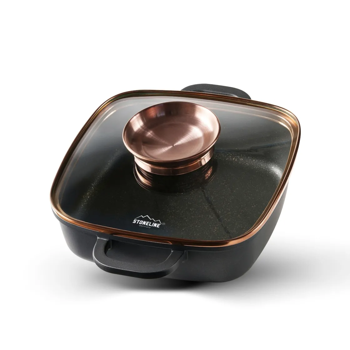 Pfannen|Die moderne Hausfrau STONELINE Servierpfanne Eckig 20 cm Roségold | mit Deckel