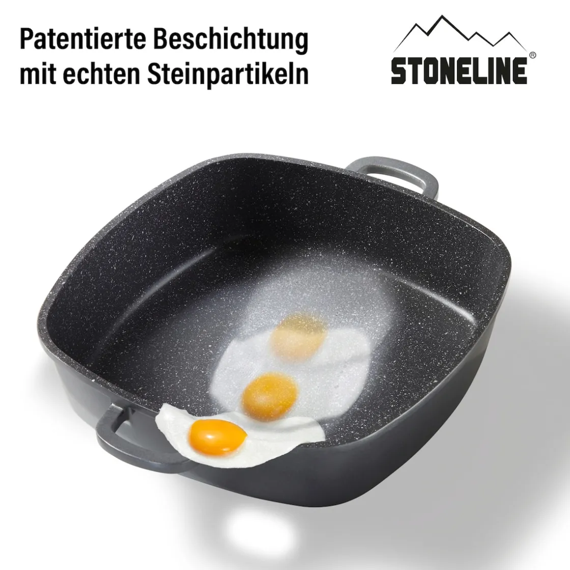 Pfannen|Die moderne Hausfrau STONELINE Servierpfanne Eckig 28 cm | mit Deckel