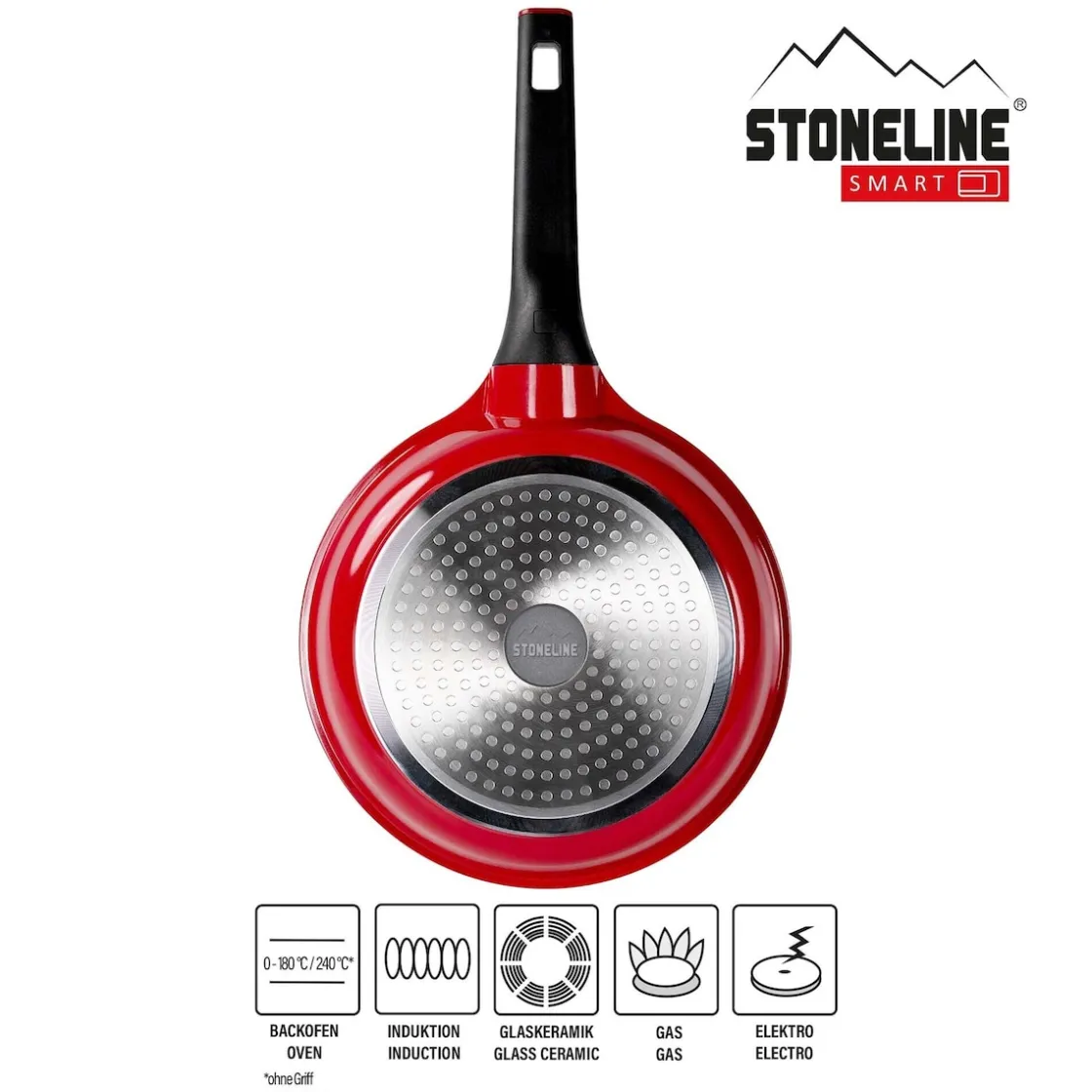 Pfannen|Die moderne Hausfrau STONELINE SMART Bratpfanne 24 cm | ohne Deckel - Rot