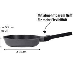 Pfannen|Die moderne Hausfrau STONELINE SMART Bratpfanne 24 cm mit abnehmbarem Griff - Grau