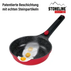 Die moderne Hausfrau STONELINE SMART Pfannen-Set 3-teilig Rot mit abnehmbaren Griffen | ohne Deckel - Schwarz