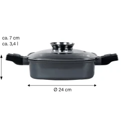 Die moderne Hausfrau STONELINE SMART Servierpfanne Eckig 24 cm | mit Deckel