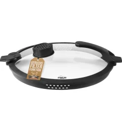 Topfdeckel|Die moderne Hausfrau STONELINE SMELL WELL FUTURE Glasdeckel 32 cm mit SMELL WELL Funktion | Schwarz