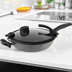Die moderne Hausfrau STONELINE SMELL WELL FUTURE Glasdeckel 32 cm mit SMELL WELL Funktion | Schwarz