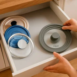 Topfdeckel|Die moderne Hausfrau STONELINE Universal Glasdeckel Set 16/18/20 und 24/26/28 | Grau