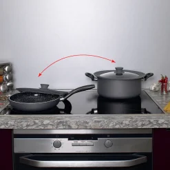 Topfdeckel|Die moderne Hausfrau STONELINE Universal Glasdeckel Set 16/18/20 und 24/26/28 | Grau