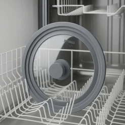 Topfdeckel|Die moderne Hausfrau STONELINE Universal Glasdeckel Set 16/18/20 und 24/26/28 | Grau