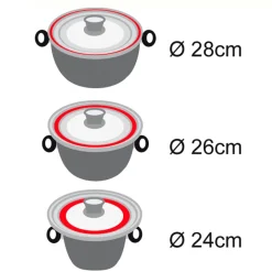 Topfdeckel|Die moderne Hausfrau STONELINE Universal Glasdeckel 24/26/28 mit Aroma-Funktion | Grau