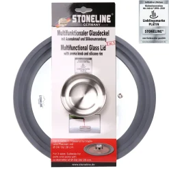 Topfdeckel|Die moderne Hausfrau STONELINE Universal Glasdeckel 24/26/28 mit Aroma-Funktion | Grau