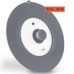 Topfdeckel|Die moderne Hausfrau STONELINE Universal Glasdeckel 16/18/20/22/24/26/28 | Grau