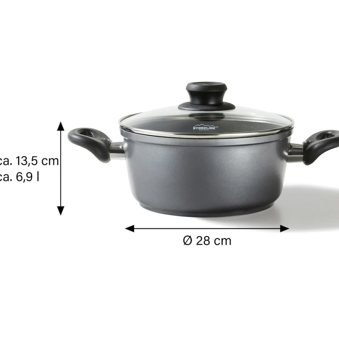 Töpfe|Die moderne Hausfrau STONELINE XXL Kochtopf 28 cm | mit Deckel