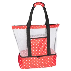 Kühltaschen & -Matten|Die moderne Hausfrau Strand- und Kühltasche "2 in 1" rot/schwarz