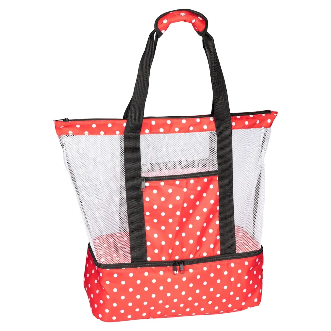 Kühltaschen & -Matten|Die moderne Hausfrau Strand- und Kühltasche "2 in 1" rot/schwarz