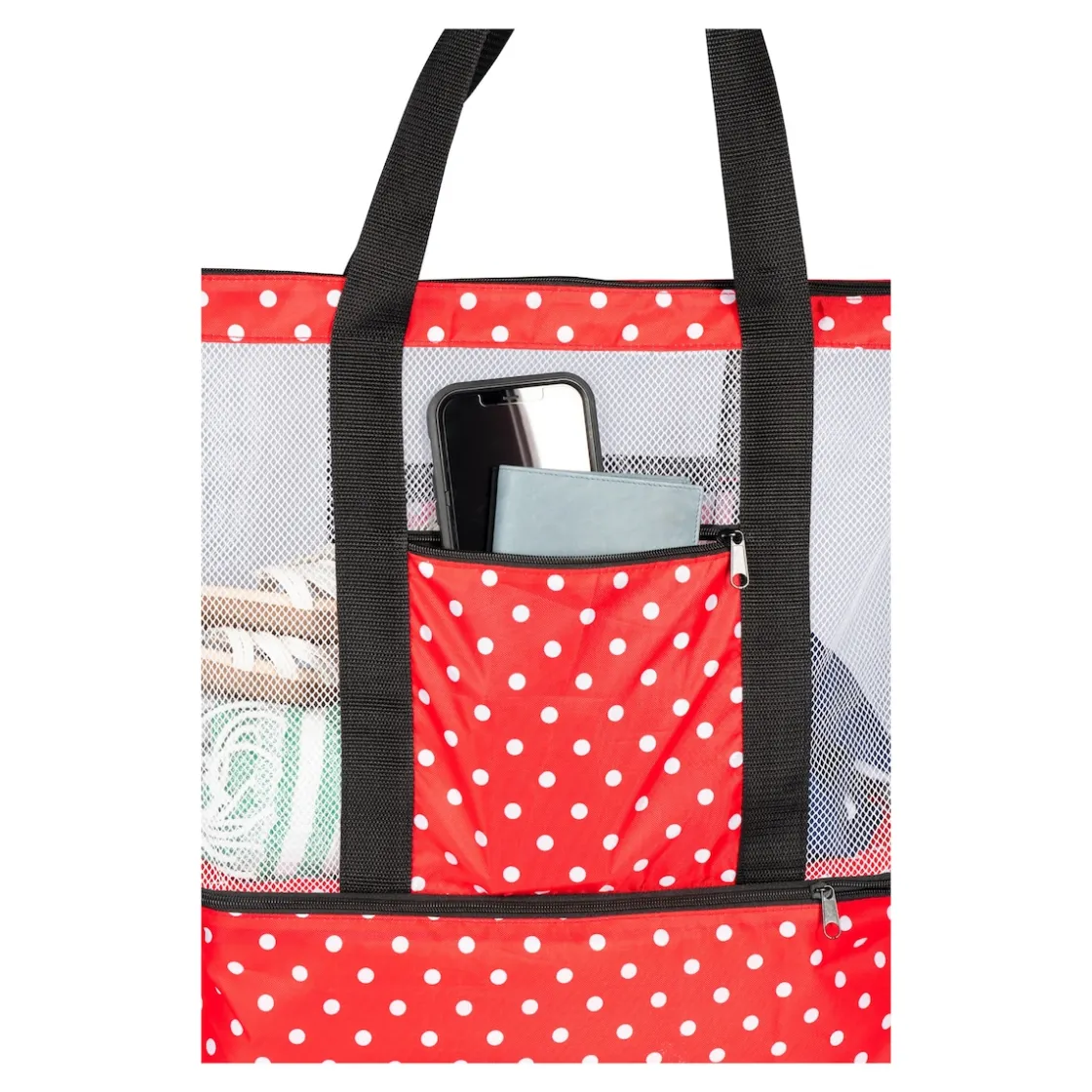 Kühltaschen & -Matten|Die moderne Hausfrau Strand- und Kühltasche "2 in 1" rot/schwarz