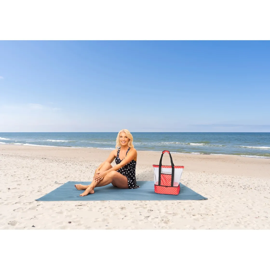 Kühltaschen & -Matten|Die moderne Hausfrau Strand- und Kühltasche "2 in 1" rot/schwarz