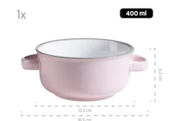 Teller|Die moderne Hausfrau Suppentassen-Set, Steinzeug Maila Hellblau, Hellgrün, Rosa, Grau