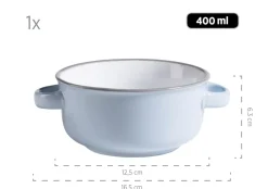 Teller|Die moderne Hausfrau Suppentassen-Set, Steinzeug Maila Hellblau, Hellgrün, Rosa, Grau