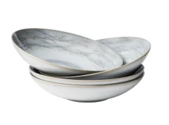 Teller|Die moderne Hausfrau Suppenteller, Steinzeug TIEFER SEE Grau / Weiß