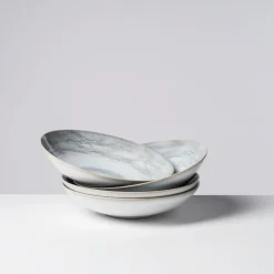 Teller|Die moderne Hausfrau Suppenteller, Steinzeug TIEFER SEE Grau / Weiß