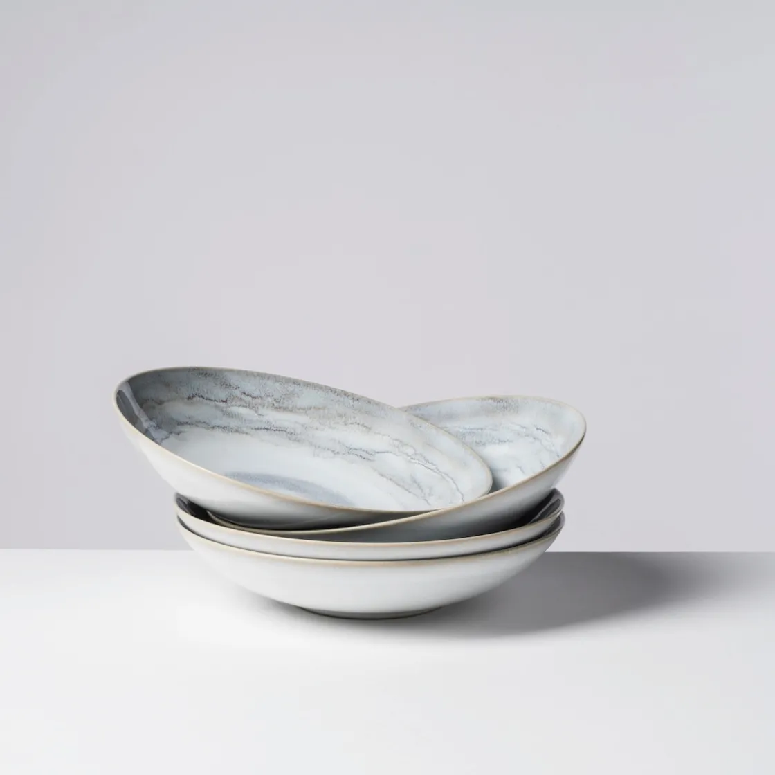 Teller|Die moderne Hausfrau Suppenteller, Steinzeug TIEFER SEE Grau / Weiß