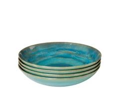 Teller|Die moderne Hausfrau Suppenteller, Steinzeug TIEFER SEE Blau / Grün