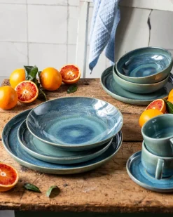 Teller|Die moderne Hausfrau Suppenteller, Steinzeug TIEFER SEE Blau / Grün