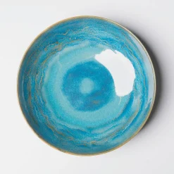 Teller|Die moderne Hausfrau Suppenteller, Steinzeug TIEFER SEE Blau / Grün