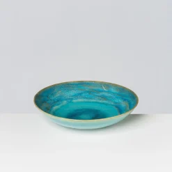 Teller|Die moderne Hausfrau Suppenteller, Steinzeug TIEFER SEE Blau / Grün