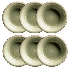 Teller|Die moderne Hausfrau Suppenteller-Set, Steingut LUMACA Olivgrün