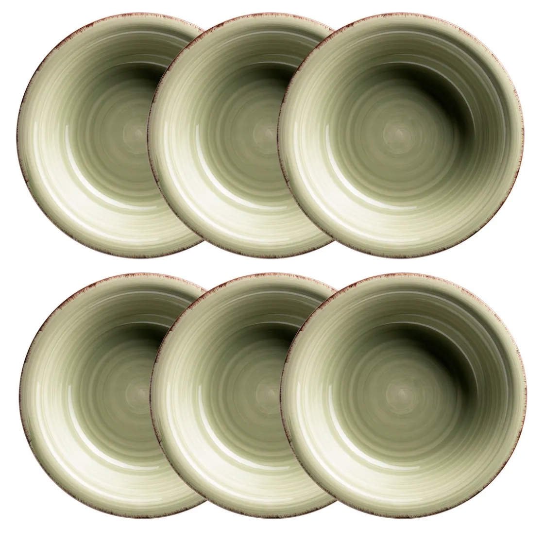 Teller|Die moderne Hausfrau Suppenteller-Set, Steingut LUMACA Olivgrün