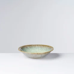 Teller|Die moderne Hausfrau Suppenteller-Set, Steinzeug Flussufer blau, grün, braun